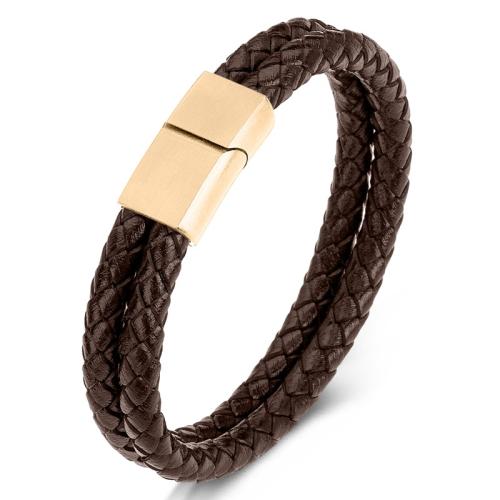 PU Leather Cord Bracelets 304 Stainless Steel with PU Leather handmade Unisex Sold By PC