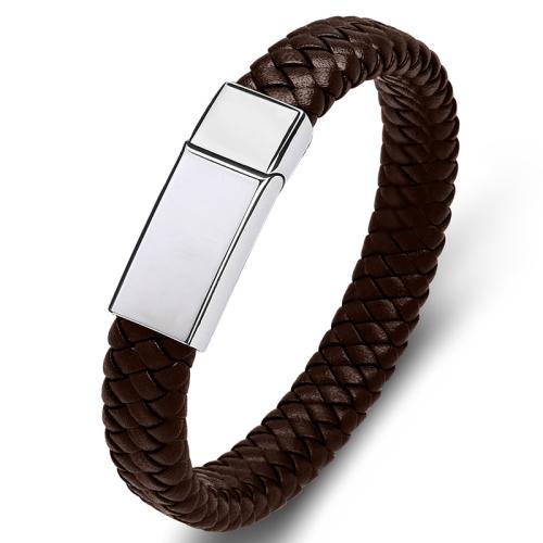 PU Leather Cord Bracelets 304 Stainless Steel with PU Leather handmade Unisex Sold By PC