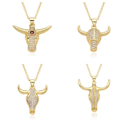 Cubic Zircon Micro Pave Brass Necklace, plated, different styles for choice & micro pave cubic zirconia & for woman, golden, Sold By PC