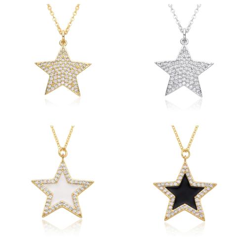 Cubic Zircon Micro Pave Brass Necklace, Star, plated, different styles for choice & micro pave cubic zirconia & for woman & enamel, more colors for choice, Length:Approx 41-50 cm, Sold By PC