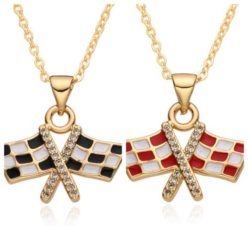 Cubic Zircon Micro Pave Brass Necklace plated micro pave cubic zirconia & for woman & enamel Length Approx 41-50 cm Sold By PC