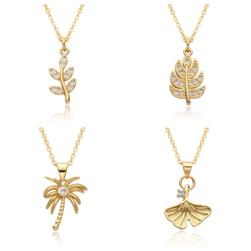 Cubic Zircon Micro Pave Brass Necklace plated & micro pave cubic zirconia & for woman golden Length Approx 41-50 cm Sold By PC