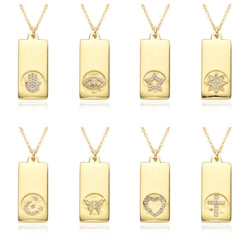 Cubic Zircon Micro Pave Brass Necklace plated & micro pave cubic zirconia & for woman golden Length Approx 41-50 cm Sold By PC