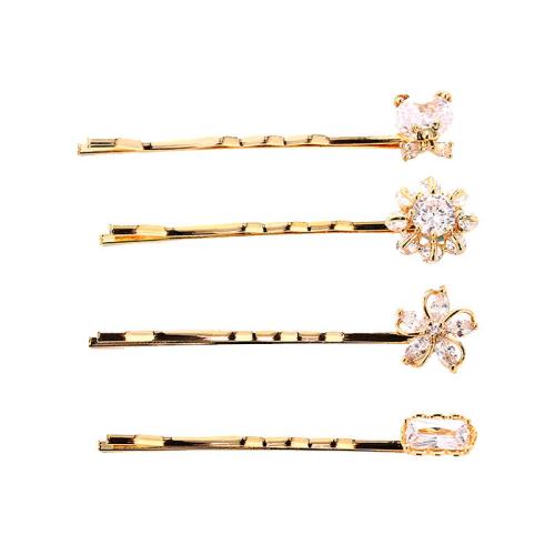 Barrette, alliage de zinc, Placage, 2 pièces & styles différents pour le choix & pavé de micro zircon & pour femme, plus de couleurs à choisir, Vendu par fixé