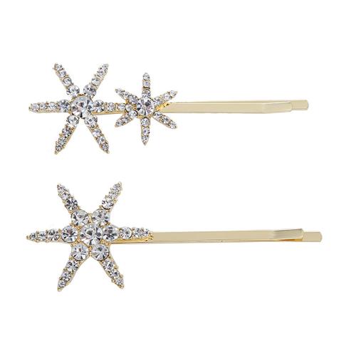 Hair Slide Zinc Alloy handmade 2 pieces & for woman & with rhinestone Sold By Set