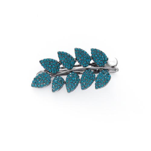 Alligator Hair Clip, Tibetan Style, with Plastic Pearl, plated, for woman & with rhinestone, more colors for choice, Sold By PC