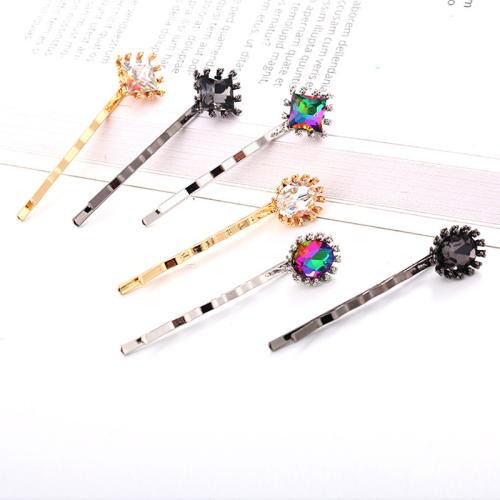 Hair Slide, Tibetan Style, with Crystal, plated, 2 pieces & different styles for choice & for woman, more colors for choice, Sold By Set