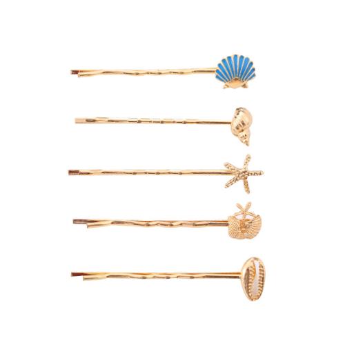 Hair Slide, Tibetan Style, plated, 2 pieces & different styles for choice & for woman & enamel, golden, Sold By Set