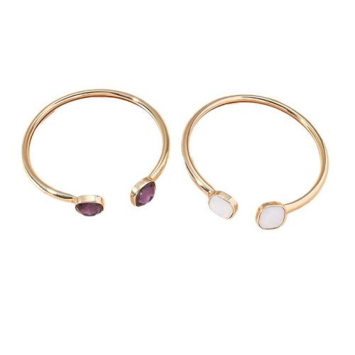 Brazalete de Aleación de Zinc, con Vidrio & fundición & Acrílico, chapado, 2 piezas & para mujer, dorado, Vendido por Set