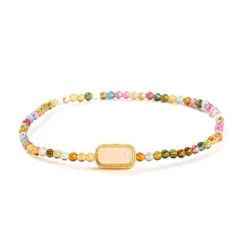 Tourmaline Bracelet, with Brass, handmade, fashion jewelry & for woman, beads length 3mm, Length:Approx 6-8 Inch, Sold By PC