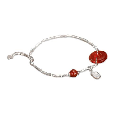 Plata de ley 925 Pulsera, con Piedras preciosas, con 1.2inch extender cadena, diferentes materiales para la opción & para mujer, longitud aproximado 6.3 Inch, Vendido por UD