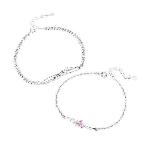 Argent sterling 925 Bracelet de couples, styles différents pour le choix & pavé de micro zircon & pour le couple, Vendu par PC