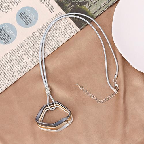 Tibetan Style Sweater Chain Necklace, with leather cord, fashion jewelry & for woman, Length:Approx 80 cm, 2PCs/Lot, Sold By Lot