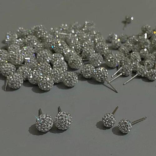 925 Sterling Silver Stud Earrings, fashion jewelry & different size for choice & for woman & with rhinestone, Sold By Pair