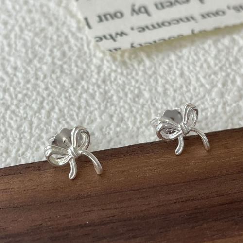 925 Sterling Silver Stud Earrings, Bowknot, fashion jewelry & for woman, 12x10mm, Sold By Pair