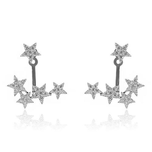 Zircon cubique Micro Pave d'oreille en argent sterling, Argent sterling 925, bijoux de mode & pavé de micro zircon & pour femme, 27x26mm, Vendu par paire