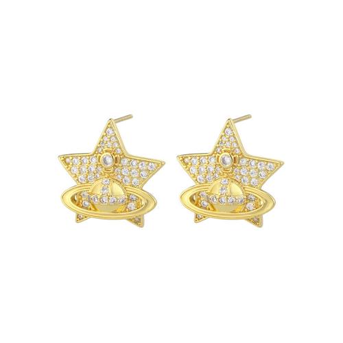 Boucles d'oreilles en laiton zircon cubique pavent, bijoux de mode & pavé de micro zircon & pour femme, 20x20mm, Vendu par paire