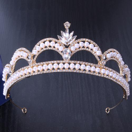 Bridal Tiaras, Tibetan Style, with Crystal & Plastic Pearl, fashion jewelry & for woman & with rhinestone, more colors for choice, width 163mm, height 60mm, Sold By PC