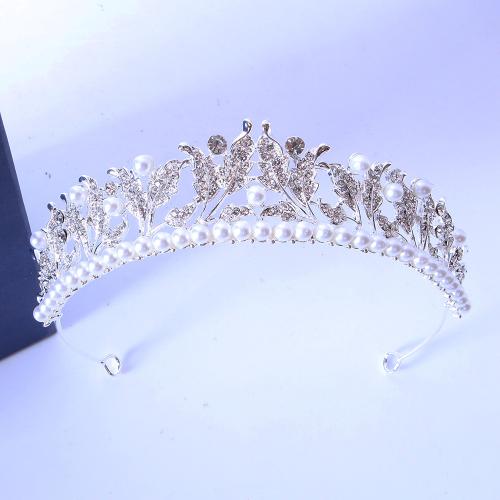 Bridal Tiaras, Tibetan Style, with Plastic Pearl, fashion jewelry & for woman & with rhinestone, more colors for choice, width 155mm, height 36mm, Sold By PC