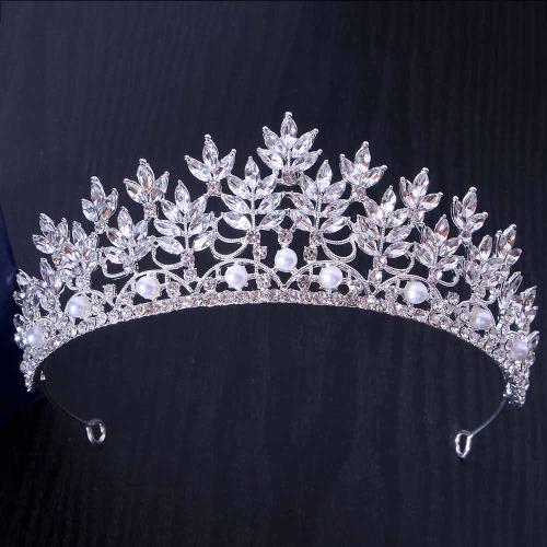 Bridal Tiaras Zinc Alloy with Plastic Pearl fashion jewelry & for woman & with rhinestone width 160mm height 50mm Sold By PC