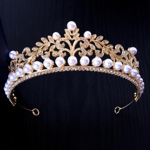 Bridal Tiaras, Tibetan Style, with Plastic Pearl, fashion jewelry & for woman & with rhinestone, more colors for choice, width 170mm, height 56mm, Sold By PC