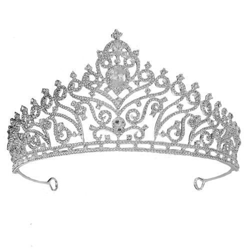 Diadèmes, alliage de zinc, bijoux de mode & pour femme & avec strass, argent, width 160mm, height 78mm, Vendu par PC