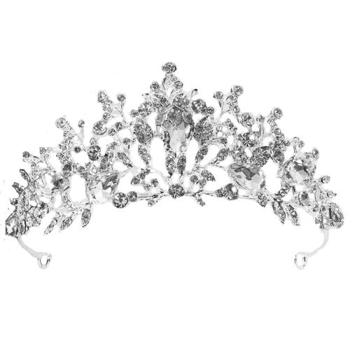 Tiaras, liga de zinco, joias de moda & para crianças & com strass, prateado, width 125mm, height 51mm, vendido por PC