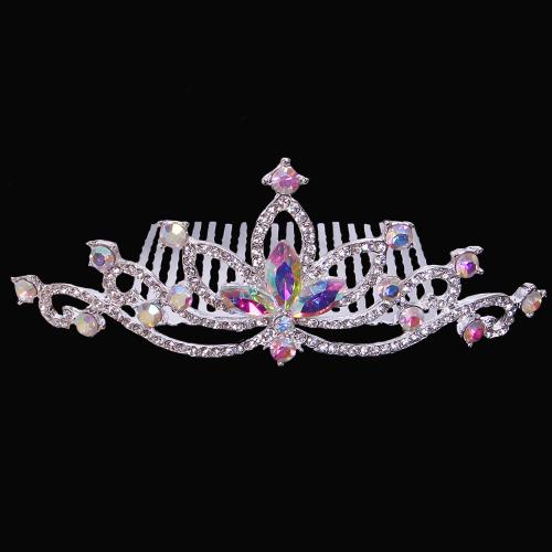 Decorative Hair Combs, Tibetan Style, Girl & fashion jewelry & with rhinestone, width 102mm, height 40mm, Sold By PC