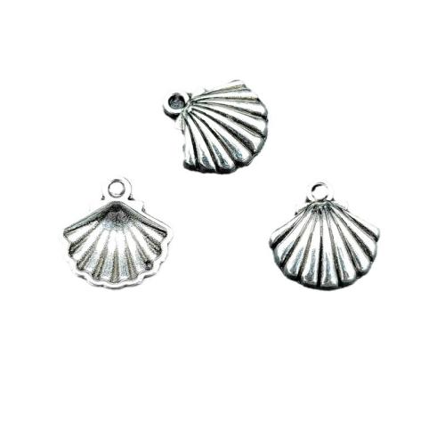 Tibetan Style Pendants, Shell, antique silver color plated, DIY, nickel, lead & cadmium free, 15x15mm, Hole:Approx 2mm, Approx 100PCs/Bag, Sold By Bag