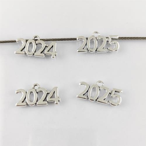 Tibetan Style Alphabet and number Pendants, antique silver color plated, DIY, more colors for choice, nickel, lead & cadmium free, 24x12x2mm, Hole:Approx 2mm, Approx 100PCs/Bag, Sold By Bag