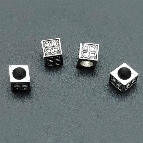 Zinc Alloy Large Hole Bead Cube antique silver color plated DIY nickel lead & cadmium free Approx 5mm Approx Sold By Bag