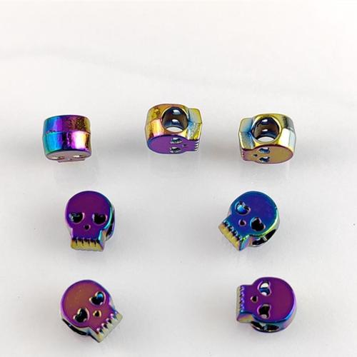 aleación de zinc abalorio con ajugero largo, Calavera, chapado, Bricolaje, más colores para la opción, libre de níquel, plomo & cadmio, 8x10x6mm, agujero:aproximado 4.5mm, aproximado 100PCs/Bolsa, Vendido por Bolsa