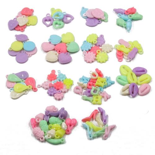 Resin Pendant, Different Shape for Choice & DIY, mixed colors, Approx 50PCs/Bag, Sold By Bag