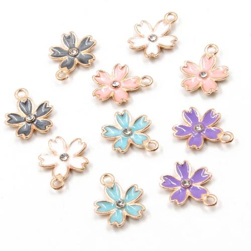 Tibetan Style Enamel Pendants, Flower, KC gold color plated, DIY, more colors for choice, nickel, lead & cadmium free, 14x17mm, Hole:Approx 2mm, Approx 100PCs/Bag, Sold By Bag