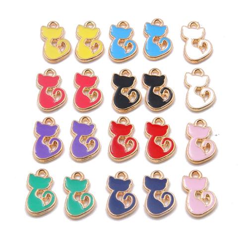 Zinc Alloy Enamel Pendants Cat KC gold color plated DIY nickel lead & cadmium free Approx 1mm Approx Sold By Bag