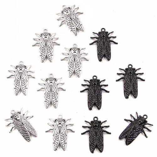 Colgantes Animales de Aleación de Zinc, cigarra, chapado, Bricolaje, más colores para la opción, libre de níquel, plomo & cadmio, 25x30mm, agujero:aproximado 1mm, aproximado 100PCs/Bolsa, Vendido por Bolsa