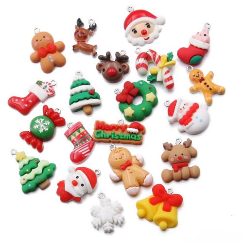 Resin Pendant, Christmas Design & DIY, mixed colors, Approx 100PCs/Bag, Sold By Bag