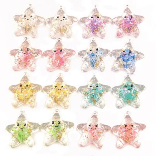 Pingente de resina, Estrela, DIY, Mais cores pare escolha, 13x26mm, Buraco:Aprox 2mm, Aprox 100PCs/Bag, vendido por Bag