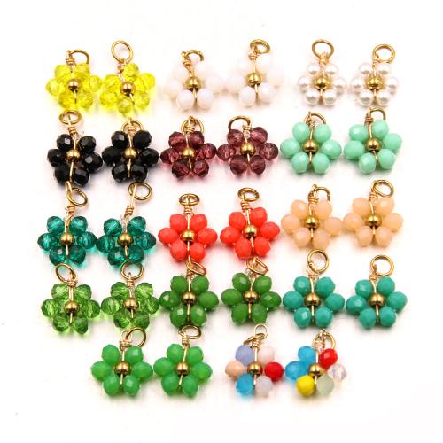 Resin Pendant, with Plastic Pearl & 304 Stainless Steel, Flower, Vacuum Ion Plating, DIY & different size for choice, more colors for choice, Approx 100PCs/Bag, Sold By Bag