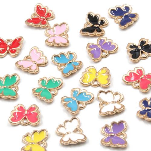 Tibetan Style Enamel Pendants, Butterfly, KC gold color plated, DIY, more colors for choice, nickel, lead & cadmium free, 10x13mm, Approx 100PCs/Bag, Sold By Bag