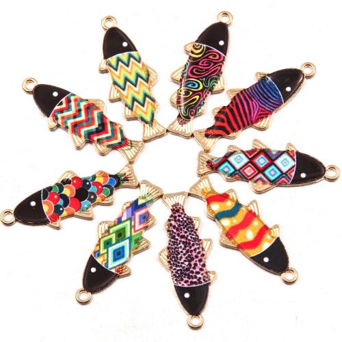 Zinc Alloy Enamel Pendants Fish KC gold color plated DIY nickel lead & cadmium free Approx 1mm Approx Sold By Bag