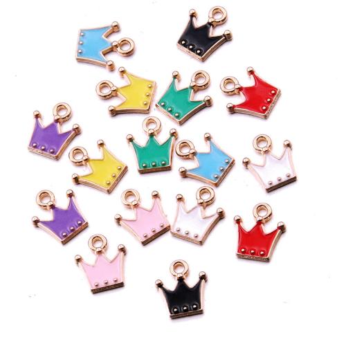 Tibetan Style Enamel Pendants, Crown, KC gold color plated, DIY, more colors for choice, nickel, lead & cadmium free, 11x12mm, Hole:Approx 2mm, Approx 100PCs/Bag, Sold By Bag