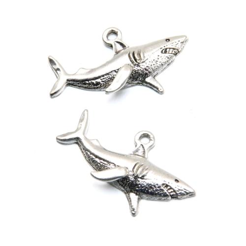 Tibetan Style Animal Pendants, Shark, antique silver color plated, DIY, nickel, lead & cadmium free, 31x17mm, Approx 100PCs/Bag, Sold By Bag