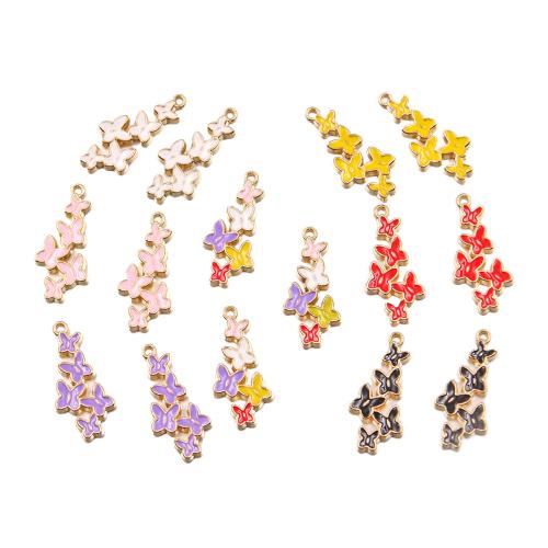 Zinc Alloy Enamel Pendants Butterfly KC gold color plated DIY nickel lead & cadmium free Approx 1mm Approx Sold By Bag