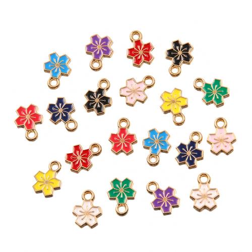 Tibetan Style Flower Pendants, KC gold color plated, DIY & enamel, more colors for choice, nickel, lead & cadmium free, 8x11mm, Hole:Approx 1mm, Approx 100PCs/Bag, Sold By Bag