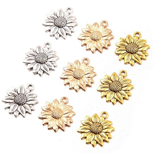 Tibetan Style Flower Pendants, Sunflower, plated, DIY, more colors for choice, nickel, lead & cadmium free, 20x21mm, Hole:Approx 1mm, Approx 100PCs/Bag, Sold By Bag