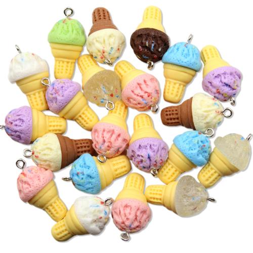 Resin Pendant, Ice Cream, DIY, more colors for choice, 15x28mm, Approx 100PCs/Bag, Sold By Bag