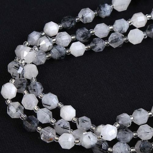 Natural Quartz Jewelry Beads Black Rutilated Quartz DIY Sold By Strand