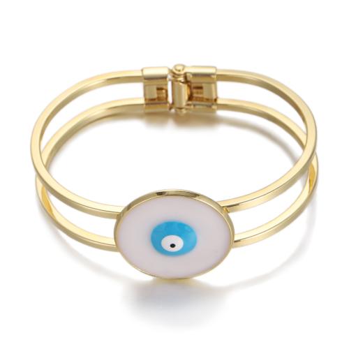 Mal pulsera ojo, metal, Esférico, chapado en color dorado, patrón de malvado de ojo & para mujer & esmalte, más colores para la opción, libre de níquel, plomo & cadmio, Vendido por UD