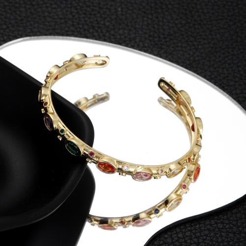 Brass Bracelet & Bangle with Cubic Zirconia gold color plated for woman multi-colored nickel lead & cadmium free Sold By PC